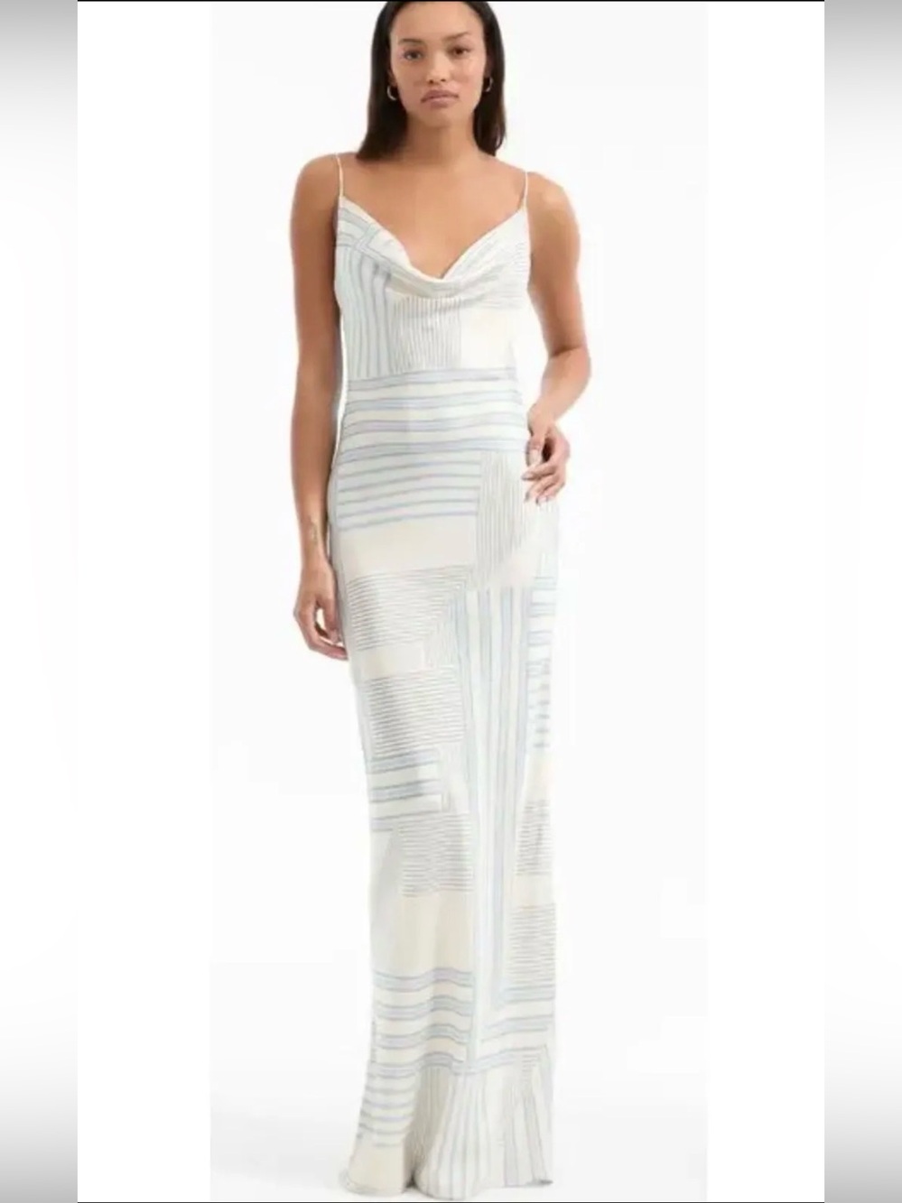 Veronica Beard Madison Homecoming Dress Cream and Light Blue Striped Slip Maxi